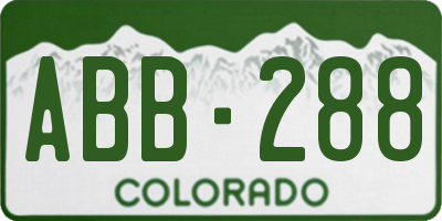 CO license plate ABB288