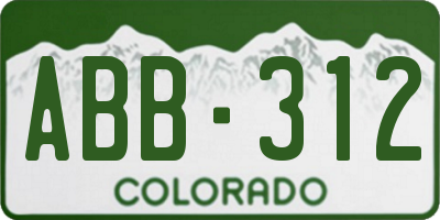 CO license plate ABB312