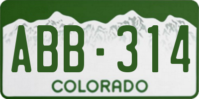 CO license plate ABB314
