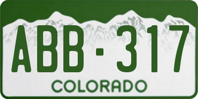 CO license plate ABB317