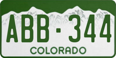 CO license plate ABB344
