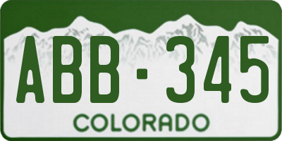 CO license plate ABB345