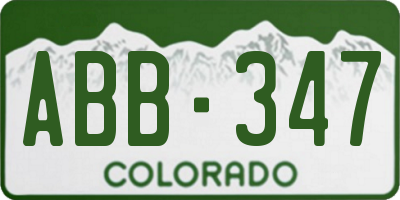 CO license plate ABB347