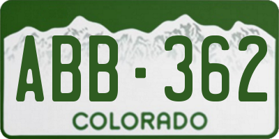 CO license plate ABB362