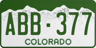CO license plate ABB377