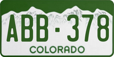 CO license plate ABB378