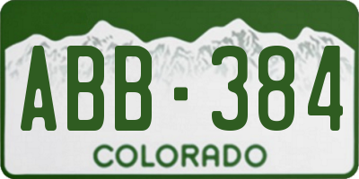 CO license plate ABB384