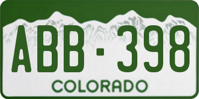 CO license plate ABB398