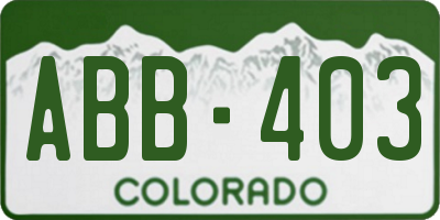 CO license plate ABB403