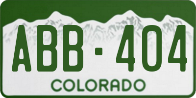 CO license plate ABB404
