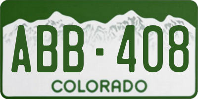 CO license plate ABB408