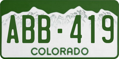 CO license plate ABB419