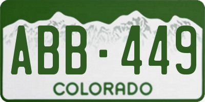 CO license plate ABB449
