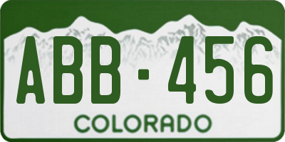 CO license plate ABB456