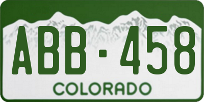 CO license plate ABB458