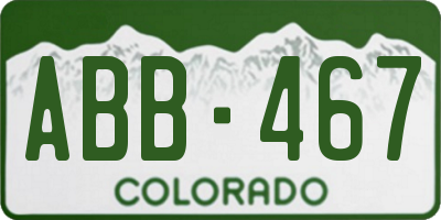 CO license plate ABB467