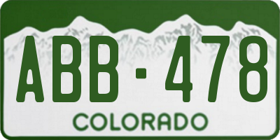 CO license plate ABB478