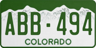 CO license plate ABB494