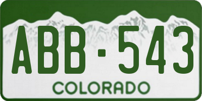 CO license plate ABB543