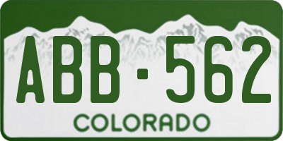 CO license plate ABB562