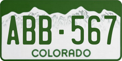 CO license plate ABB567