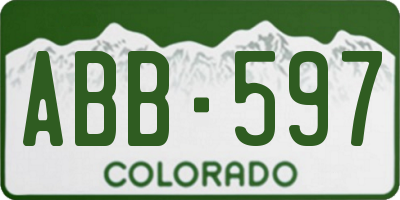 CO license plate ABB597