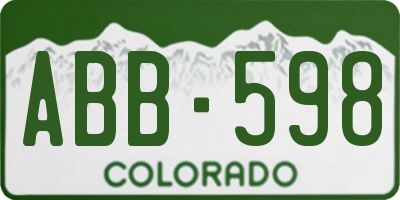 CO license plate ABB598