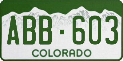 CO license plate ABB603