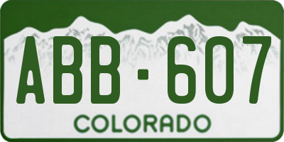CO license plate ABB607