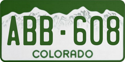 CO license plate ABB608