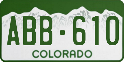 CO license plate ABB610