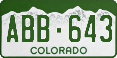 CO license plate ABB643