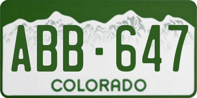 CO license plate ABB647