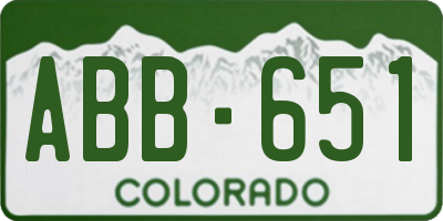 CO license plate ABB651