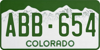 CO license plate ABB654