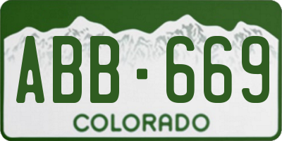 CO license plate ABB669