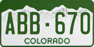CO license plate ABB670