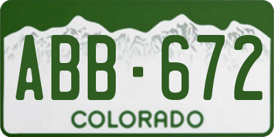 CO license plate ABB672