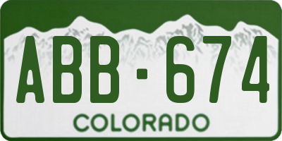 CO license plate ABB674
