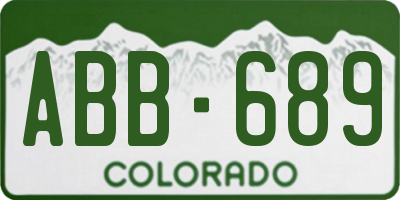 CO license plate ABB689