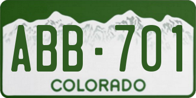 CO license plate ABB701