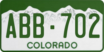 CO license plate ABB702