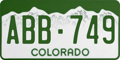 CO license plate ABB749