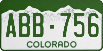 CO license plate ABB756