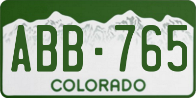 CO license plate ABB765