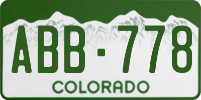 CO license plate ABB778