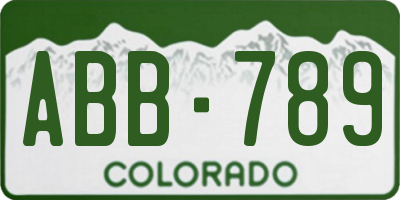 CO license plate ABB789
