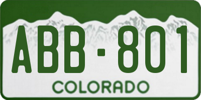 CO license plate ABB801