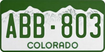 CO license plate ABB803