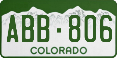 CO license plate ABB806